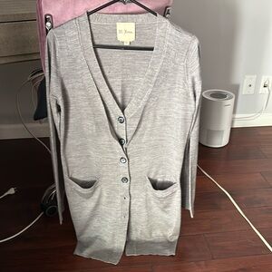 Vintage M. Rena grey oversized button down V neck wool blend cardigan